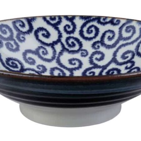 Blauw-witte keramische kom - Ten Karakusa - 1400ml - 24.5 x 7.5cm | Tokyo Design Studio