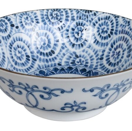 Blauw-witte kom met octopus patroon - Tokyo Design Studio - 1000ml - 19.5 x 7.5cm | Tokyo Design Studio