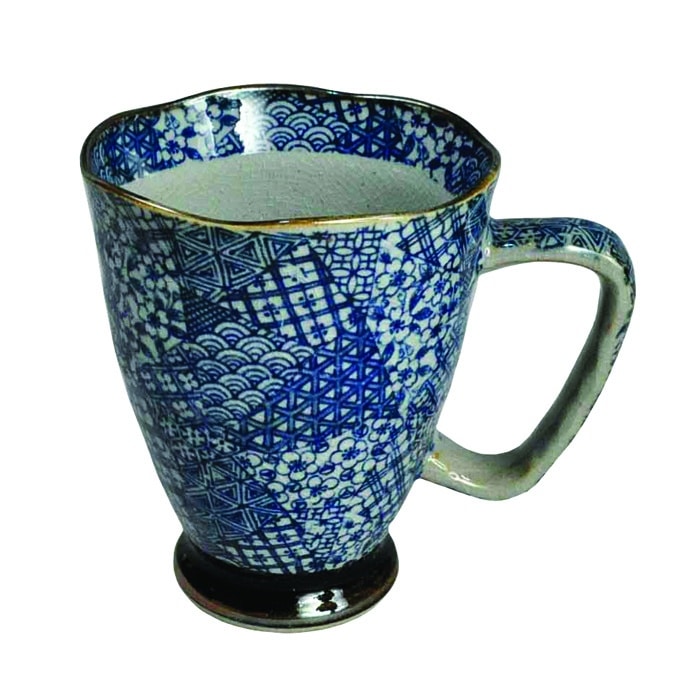 Blauw/Grijze Mok - Oosterse Collectie - 400ml - 9 x 11cm | Tokyo Design Studio