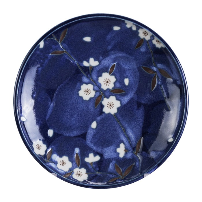 Blauw/Witte Bord met Kers Figuur - Tokyo Design Studio - Blue Sakura - 19.5 cm | Tokyo Design Studio