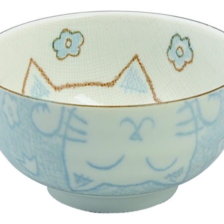 Blauw/Witte Kom - Kawaii Cat Collectie - 300ml - 12.7 x 7cm | Tokyo Design Studio