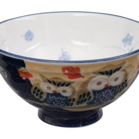 Blauw/Witte Kom met Uil Figuur - Kawai - 300ml - 11.5x6cm | Tokyo Design Studio