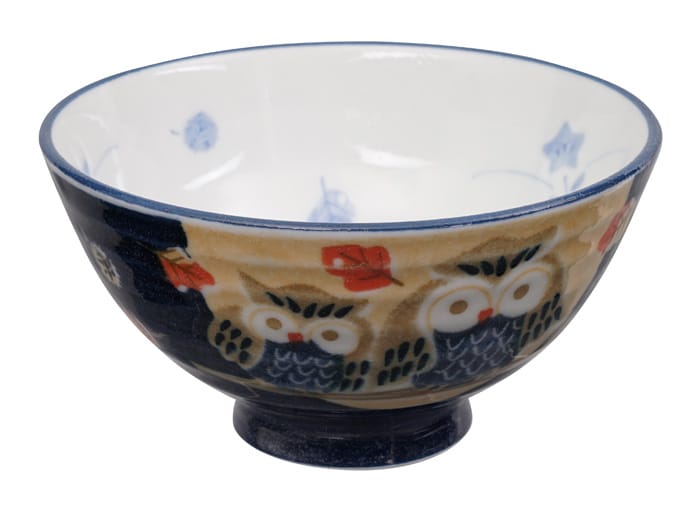 Blauw/Witte Kom met Uil Figuur - Kawai - 300ml - 11.5x6cm | Tokyo Design Studio