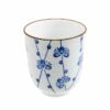 Blauw/Witte Theekop Cherry - Keramisch met Bruine Rand - 7.1 x 8.5cm | Tokyo Design Studio