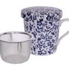 Blauw/Witte Theemok met Roestvrij Stalen Zeef - The Oriental Shop | Tokyo Design Studio