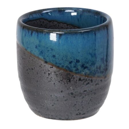 Blauw/Zwarte Keramische Sakekop - Handgemaakt - 4.5 x 4.5 cm | Tokyo Design Studio
