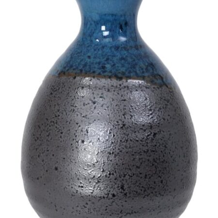 Blauw/Zwarte Sakefles - Handgemaakt Keramiek - 8 x 12.5cm | Tokyo Design Studio