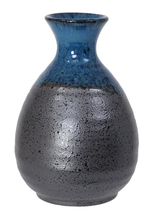 Blauw/Zwarte Sakefles - Handgemaakt Keramiek - 8 x 12.5cm | Tokyo Design Studio