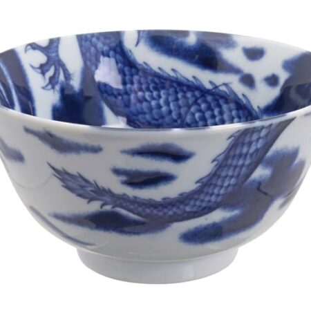 Blauwe Kom Dragon Zwart - Keramiek - 350ml - 12.7 x 6.5cm | Tokyo Design Studio