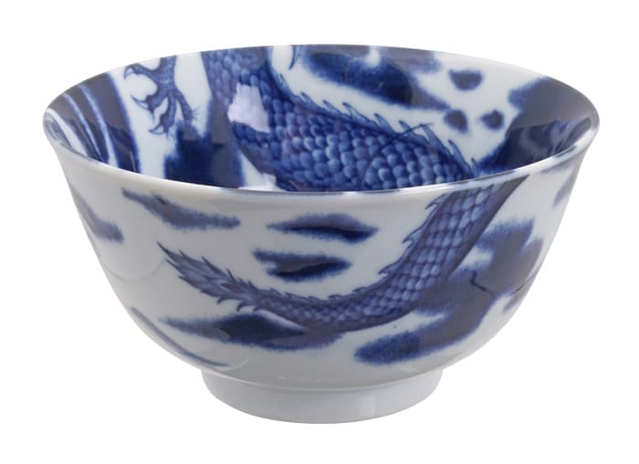 Blauwe Kom Dragon Zwart - Keramiek - 350ml - 12.7 x 6.5cm | Tokyo Design Studio