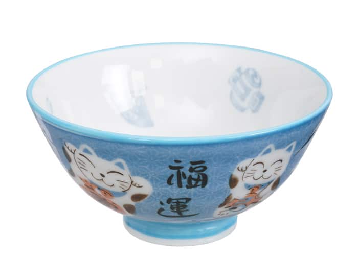 Blauwe Kom met Kattenfiguur - Kawai - 250ml - 11.2 x 6cm | Tokyo Design Studio