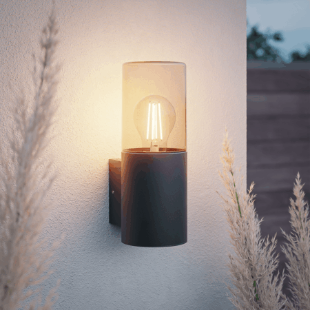 Blaze - LED Wandlamp - Up light - E27 Fitting - IP44 Waterdicht - Smokey glas | HOFTRONIC