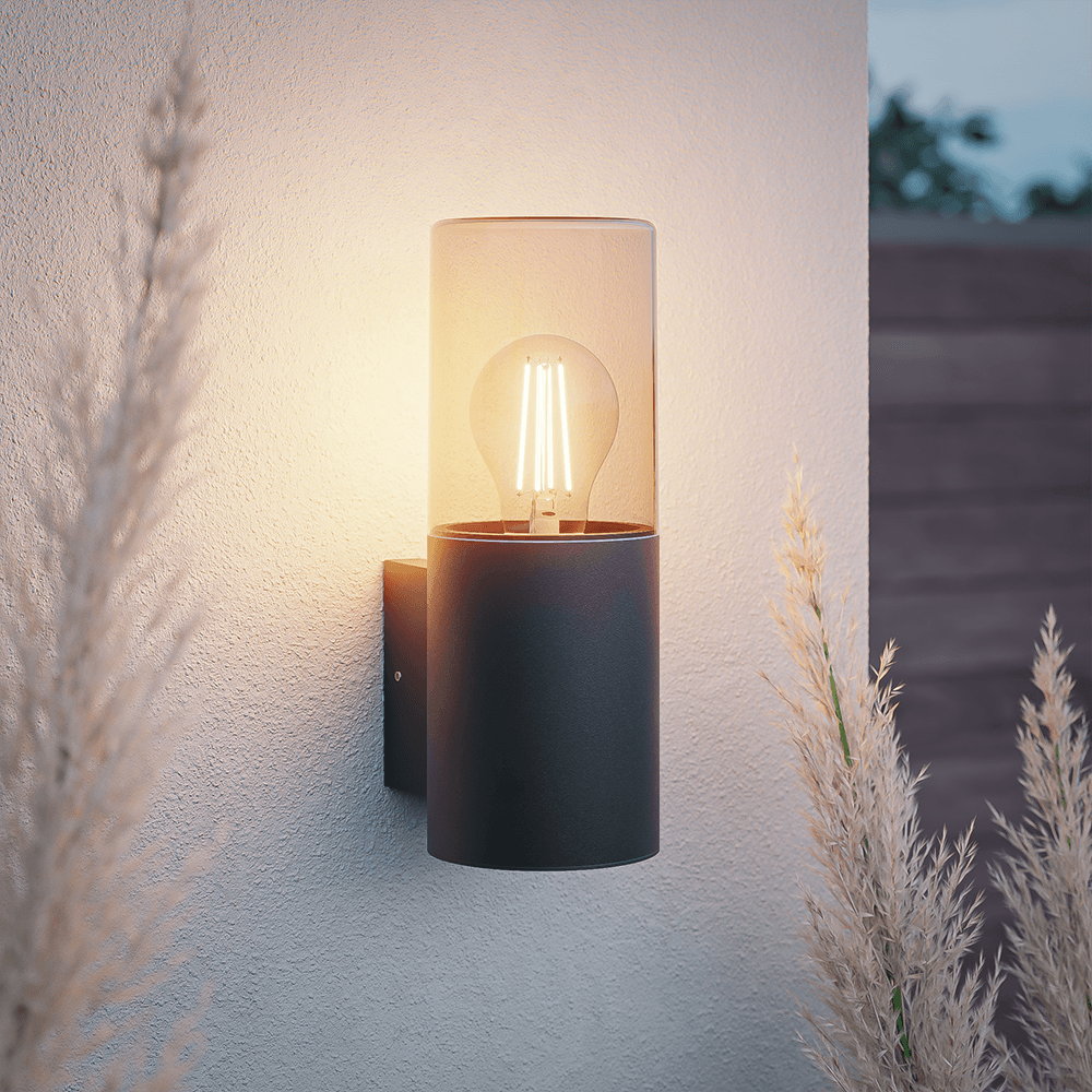 Blaze - LED Wandlamp - Up light - E27 Fitting - IP44 Waterdicht - Smokey glas | HOFTRONIC