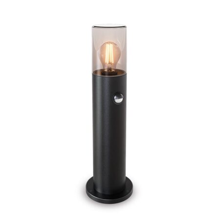 Blaze PIR LED Sokkellamp buiten zwart - 45 cm - Schemer- en bewegingssensor - Padverlichting - E27 - IP54 - Tuinlantaarn - Staande buitenlamp | HOFTRONIC