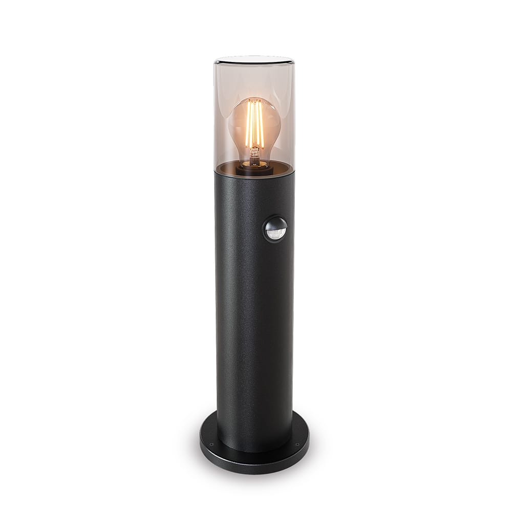 Blaze PIR LED Sokkellamp buiten zwart - 45 cm - Schemer- en bewegingssensor - Padverlichting - E27 - IP54 - Tuinlantaarn - Staande buitenlamp | HOFTRONIC