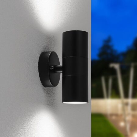 Blenda LED Wandlamp - 8 Watt 690 Lumen - IP44 Waterdicht - GU10 vervangbare lichtbron - 6500K Daglicht Wit - Dimbaar - Binnen en buiten - Up & Down Light - Zwart | HOFTRONIC