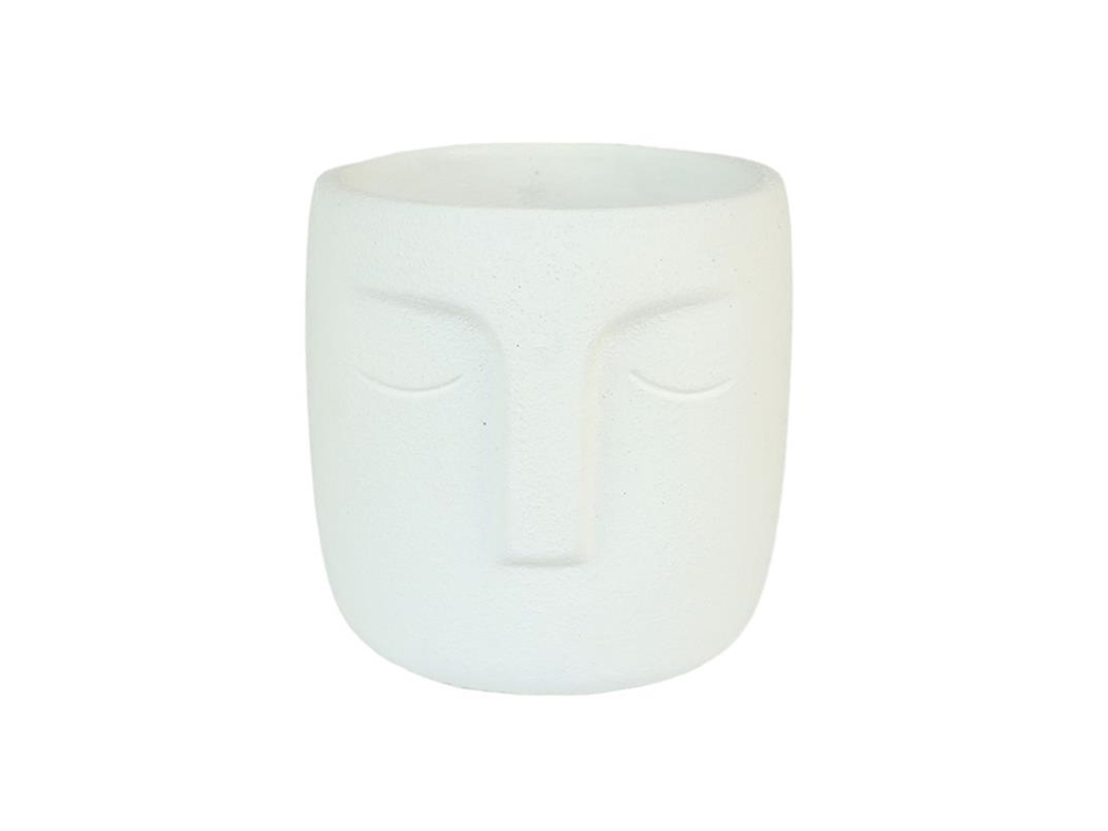 Bloempot Dongo met gezicht h14.8cm wit | HBX natural living