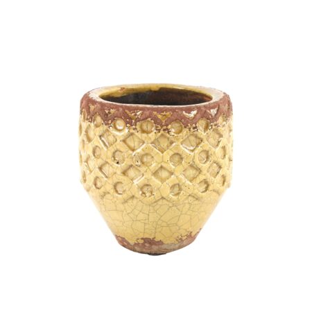 Bloempot Rosana M Ø13x13cm geel | Countryfield