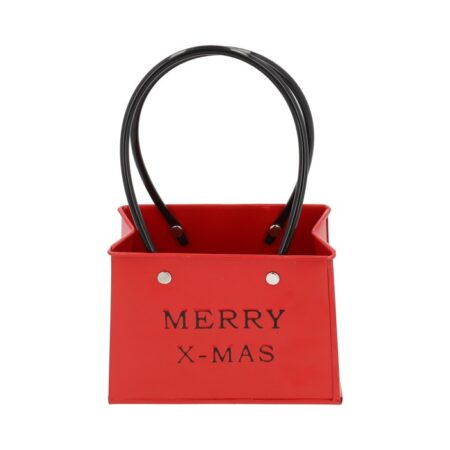 Bloempot tasmodel Merry X-Mas H12cm rood | HBX natural living