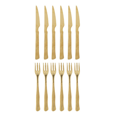 Bloomingville Bestek Ollin Steak Cutlery Set van 12 stuks - Goud | Bloomingville