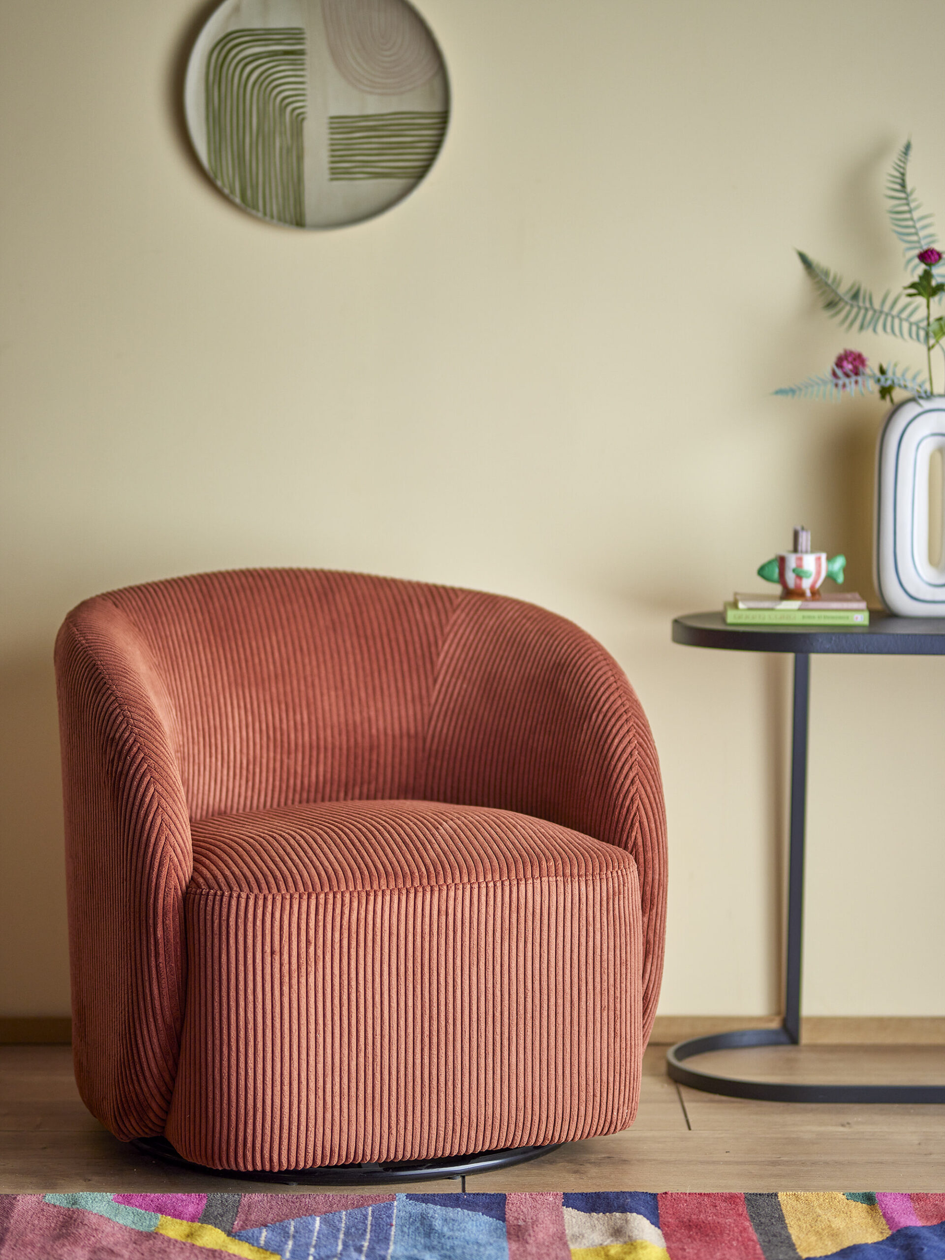 Bloomingville Draaifauteuil Pradi Fluweel - Oranje | Bloomingville