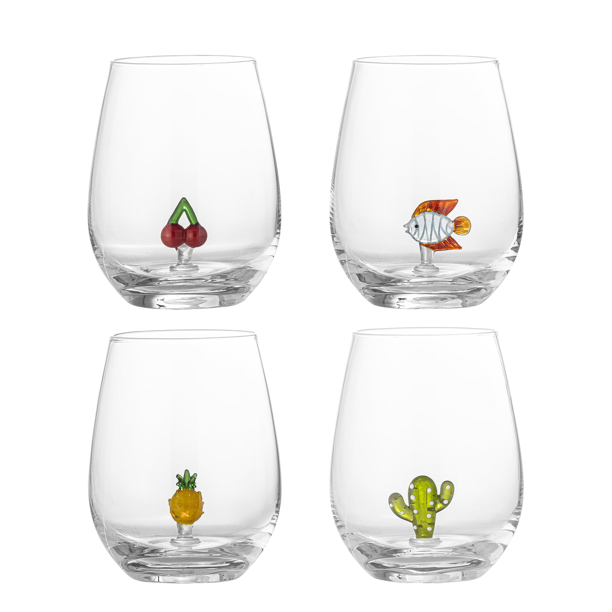 Bloomingville Drinkglas Misa Vis/Ananas/Cactus/Kers