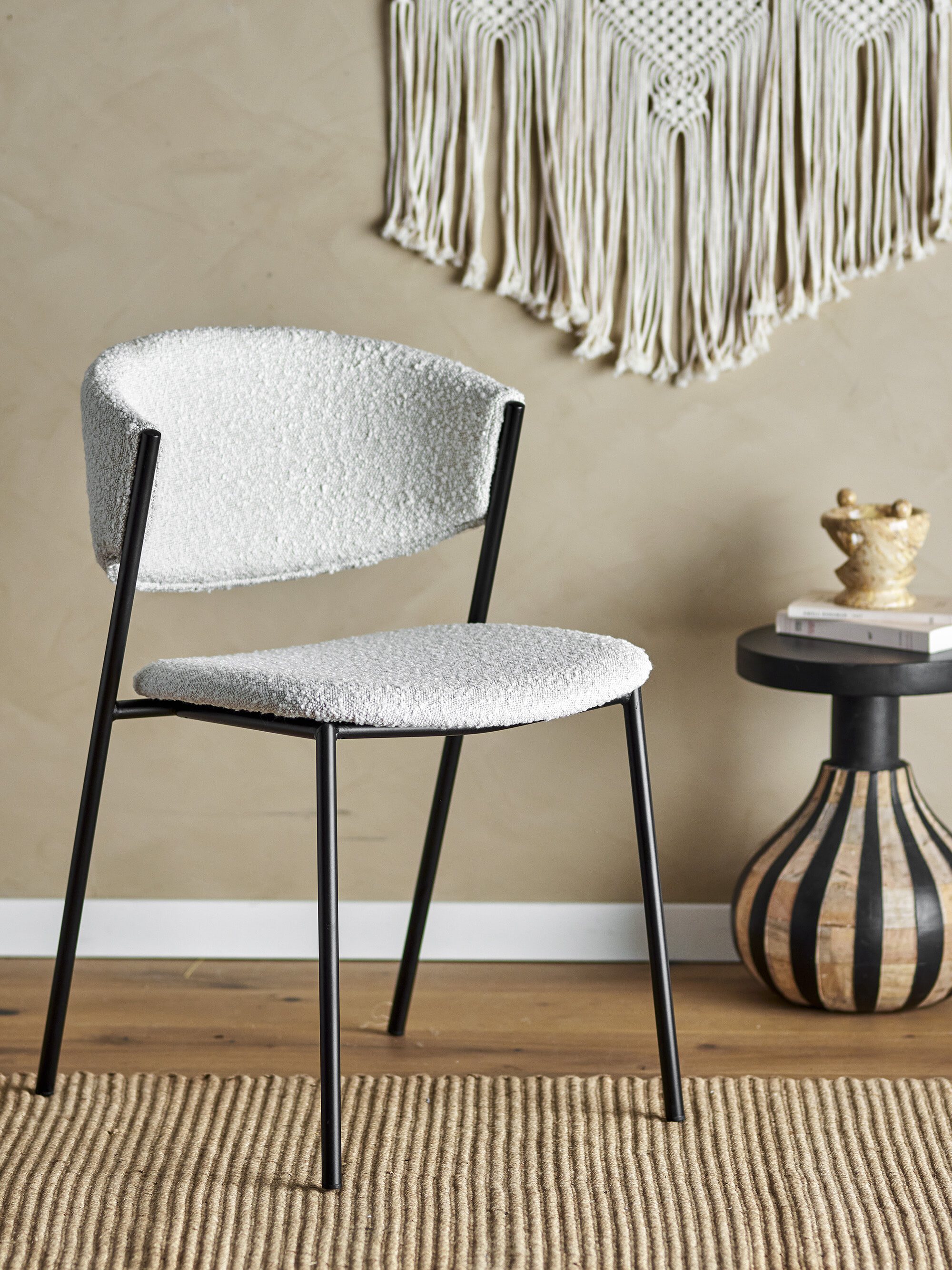 Bloomingville Eetkamerstoel Marlo Bouclé - Wit | Bloomingville