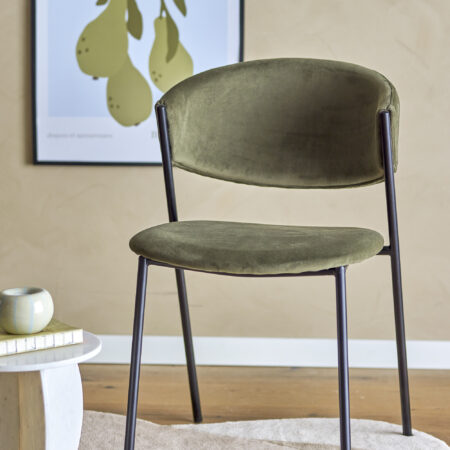 Bloomingville Eetkamerstoel Marlo Velvet - Groen | Bloomingville