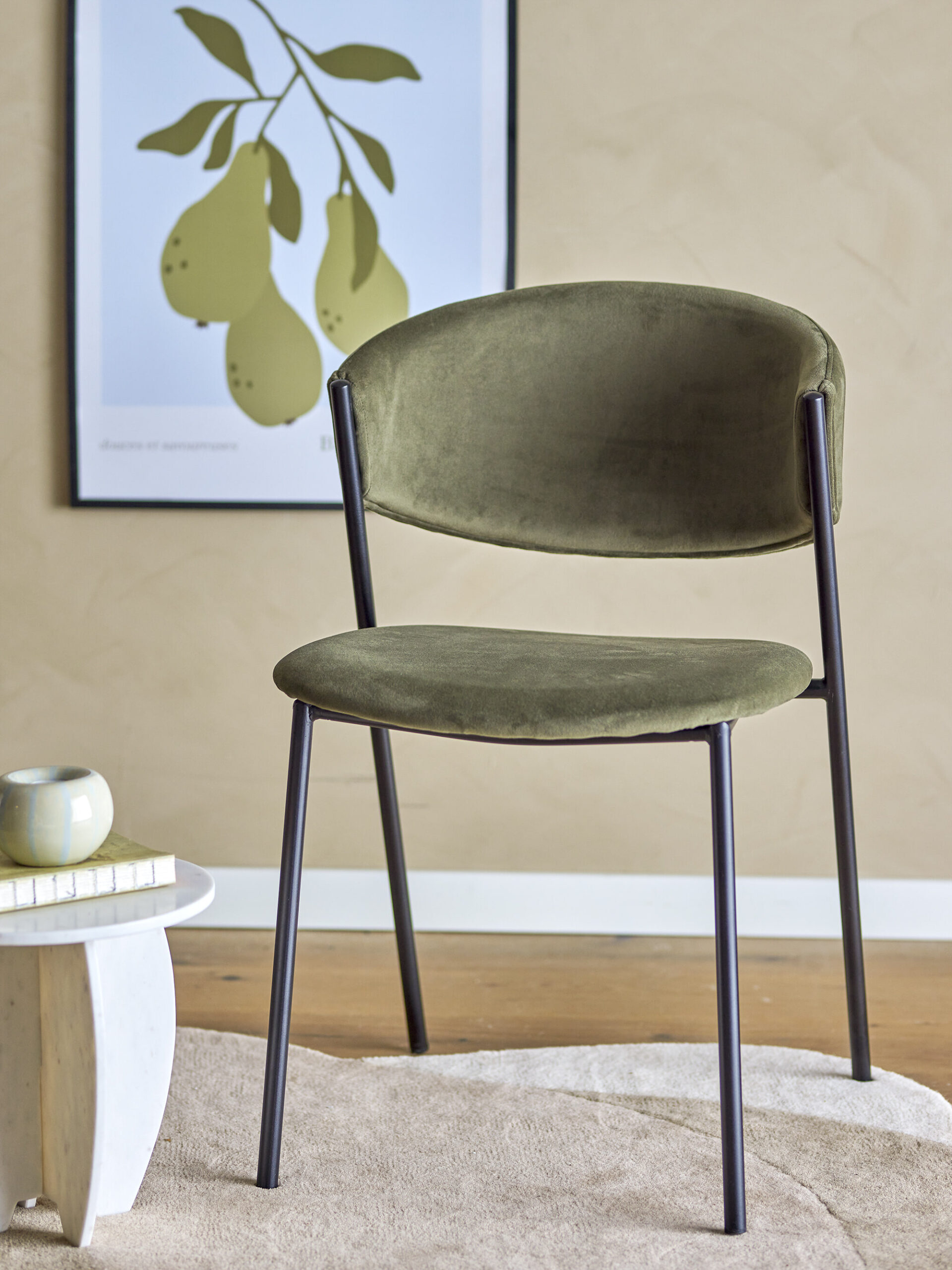 Bloomingville Eetkamerstoel Marlo Velvet - Groen | Bloomingville