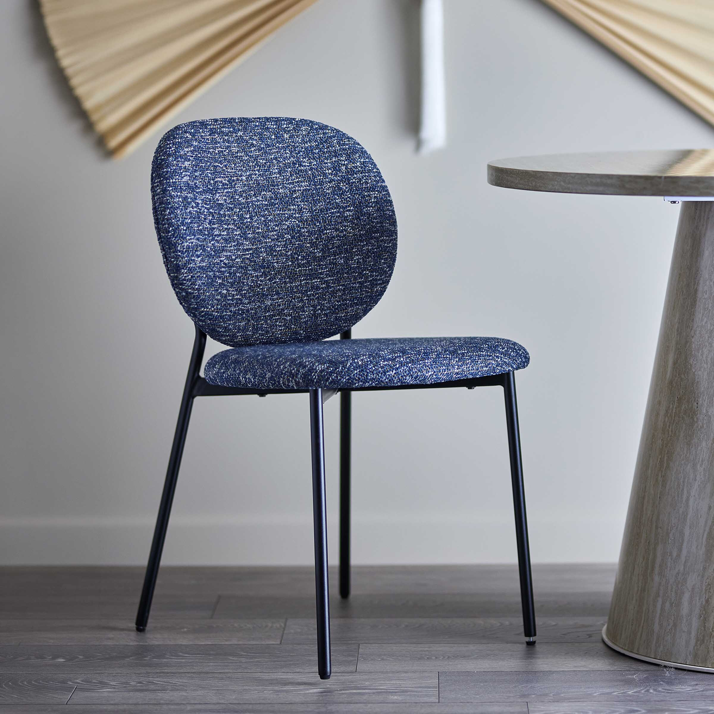 Bloomingville Eetkamerstoel Percey Chenille - Blauw | Bloomingville