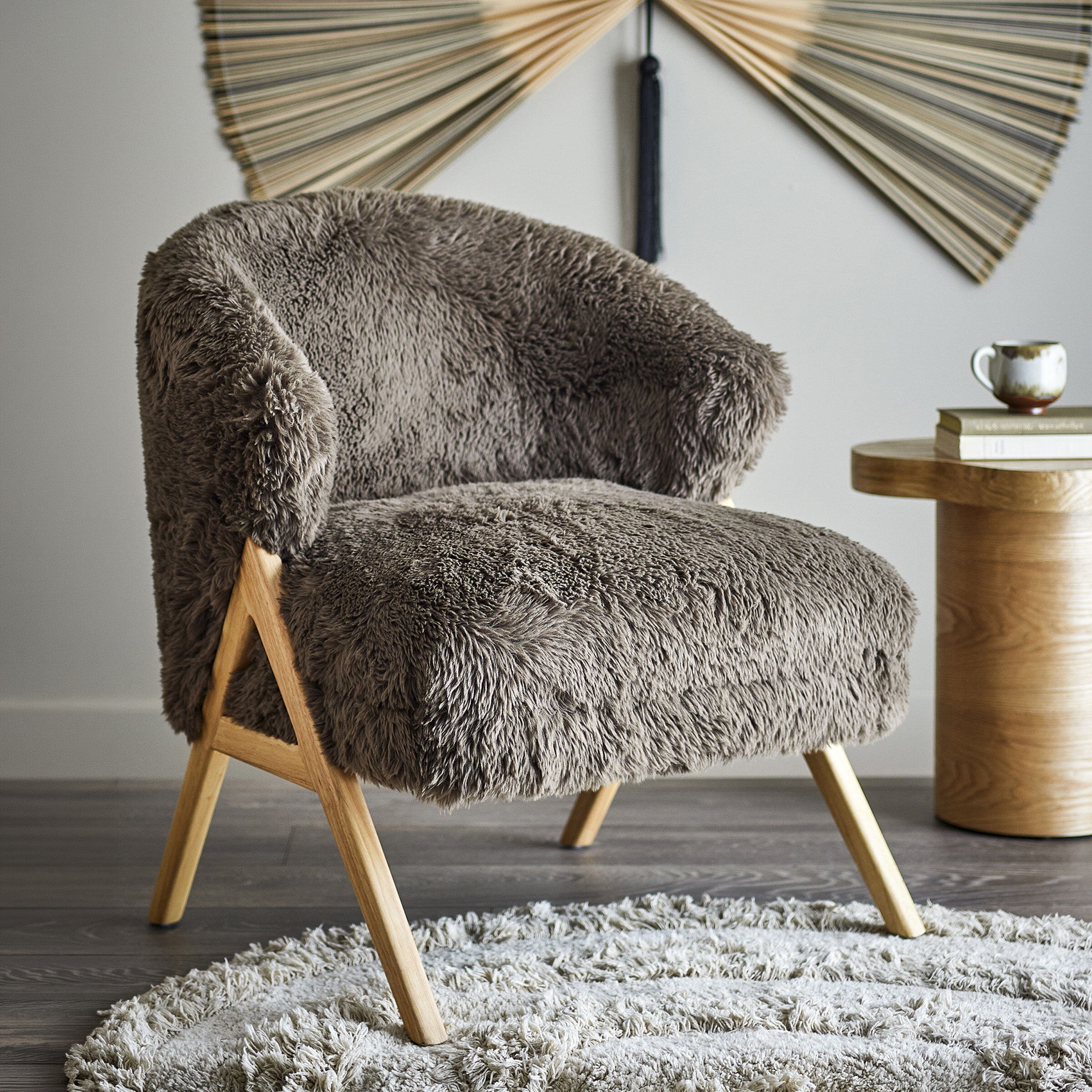 Bloomingville Fauteuil Camino Hoogpolig Fleece - Bruin | Bloomingville