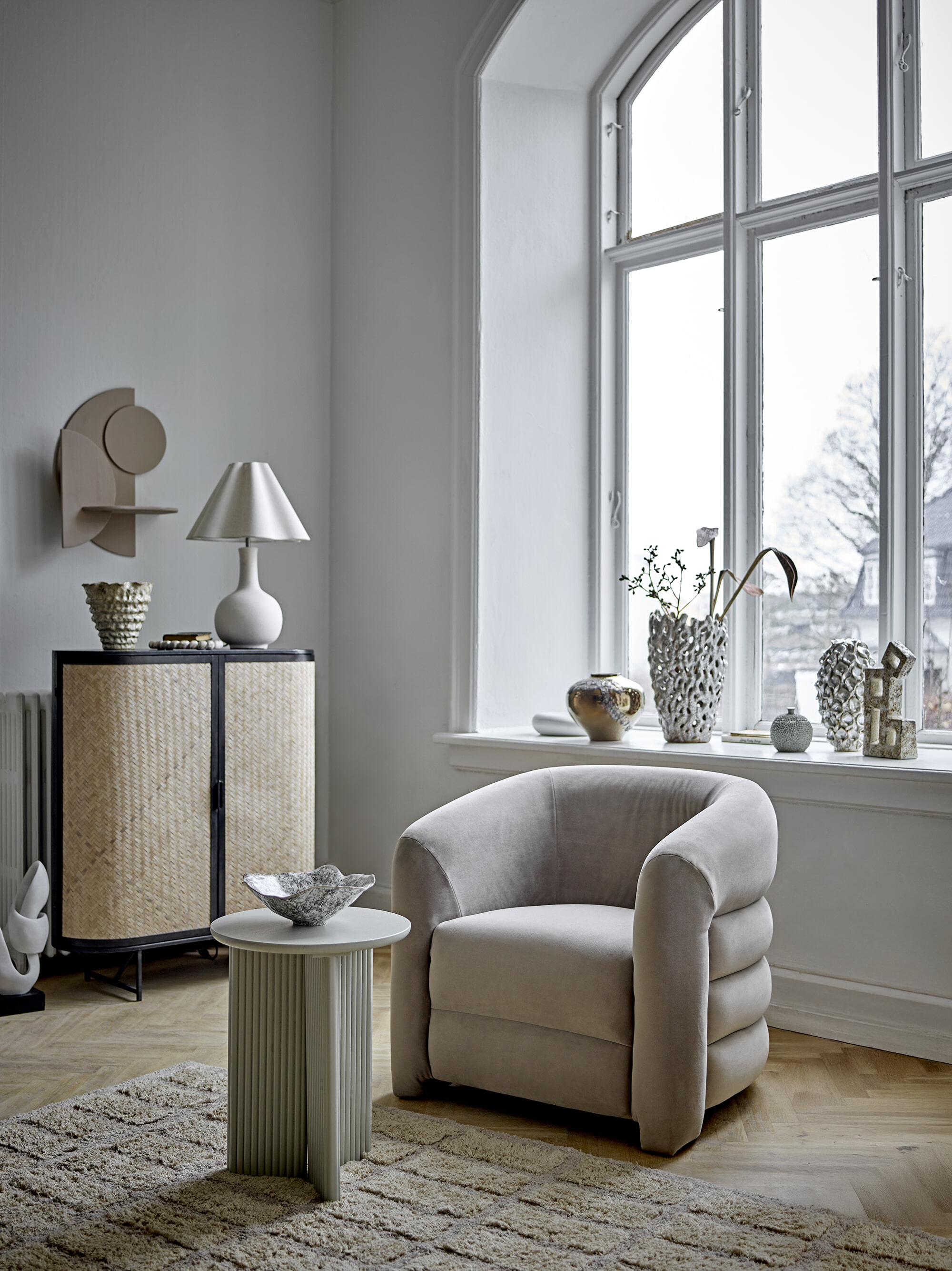 Bloomingville Fauteuil Joel Fluweel - Grijs | Bloomingville