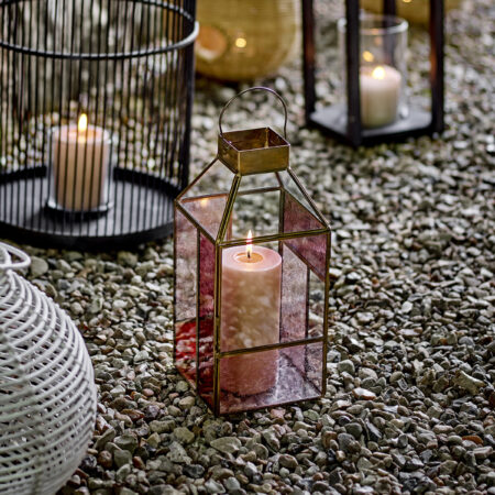 Bloomingville Lantaarn Drew Glas - Roze | Bloomingville