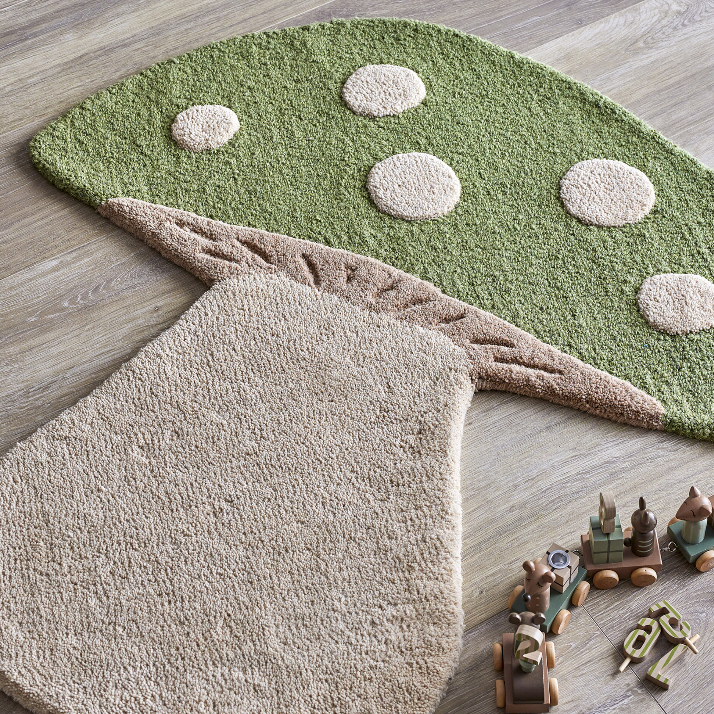 Bloomingville MINI Vloerkleed Mushroom - Groen | Bloomingville MINI