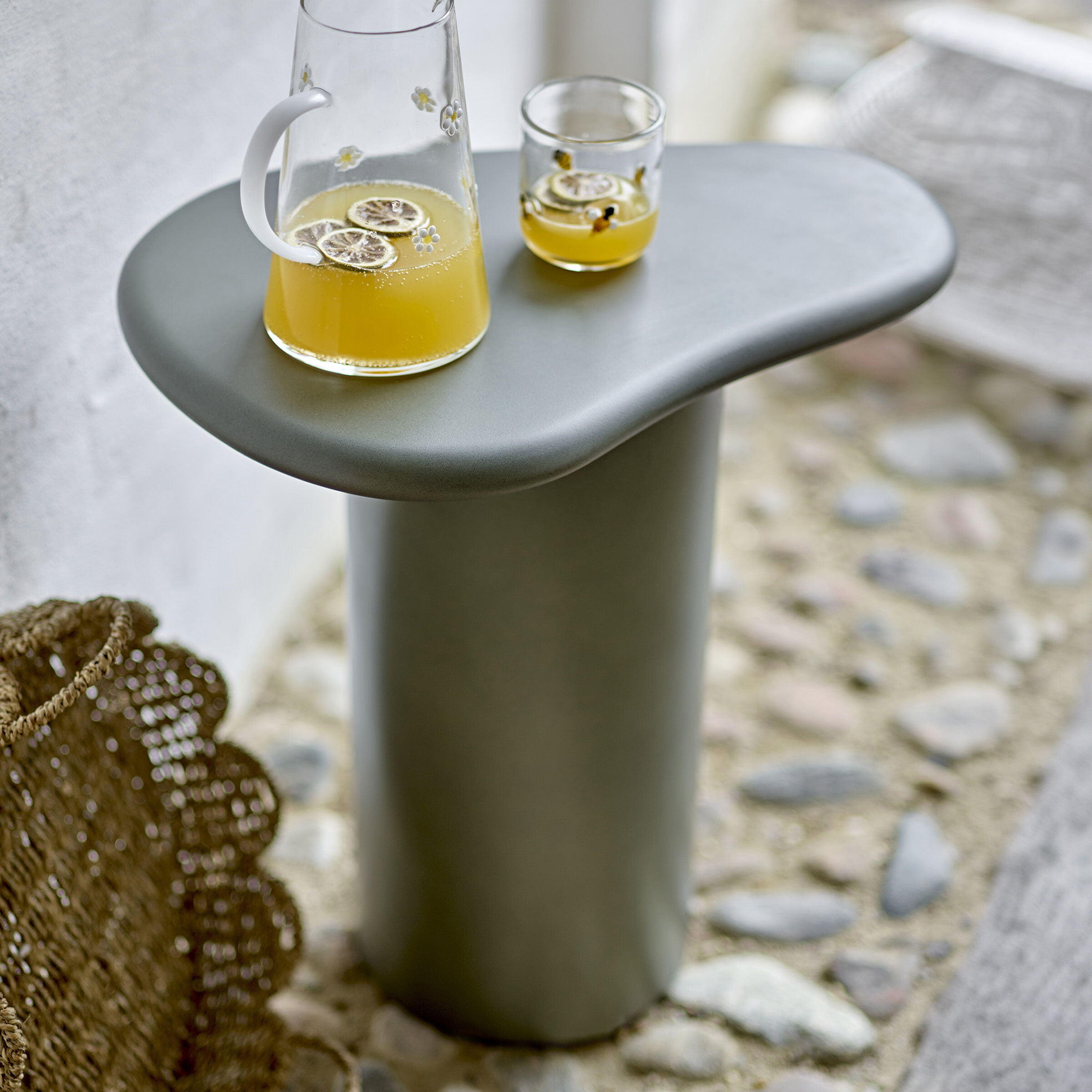 Bloomingville Outdoor Bijzettafel Marcey 50 x 35cm - Grijs - Organisch | Bloomingville