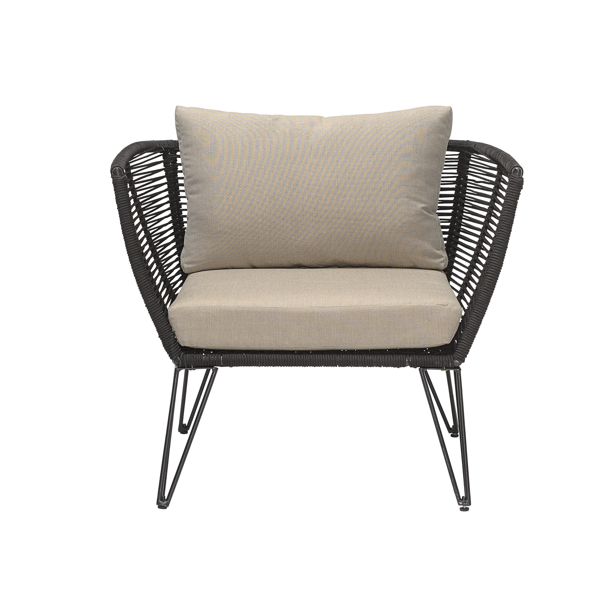 Bloomingville Outdoor Fauteuil Mundo Metaal en touw - Zwart | Bloomingville