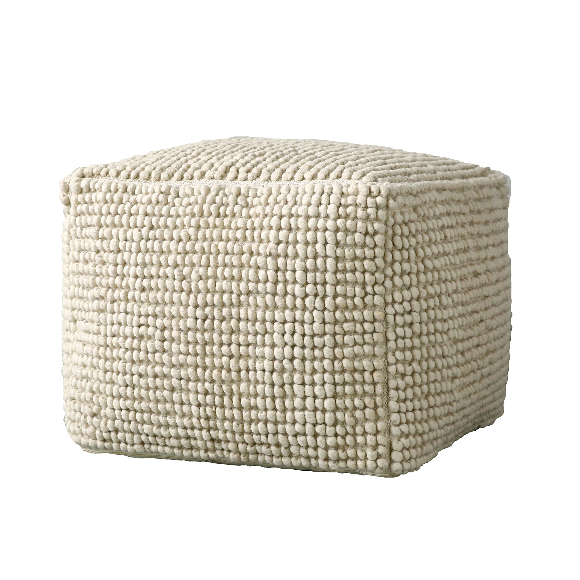 Bloomingville Poef Suna Wol - Beige | Bloomingville