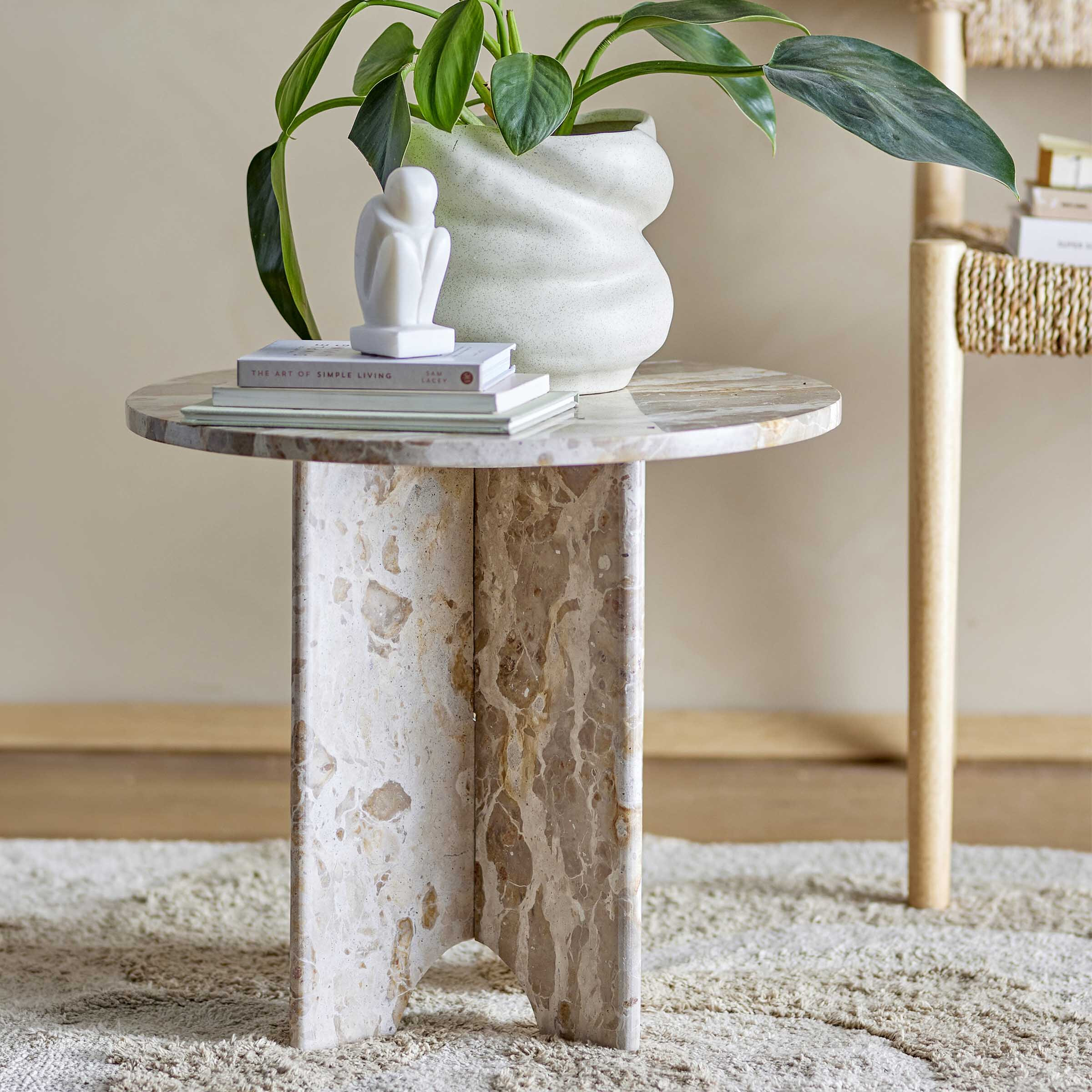 Bloomingville Ronde Bijzettafel Jasmia Marmer 46cm - Bruin | Bloomingville