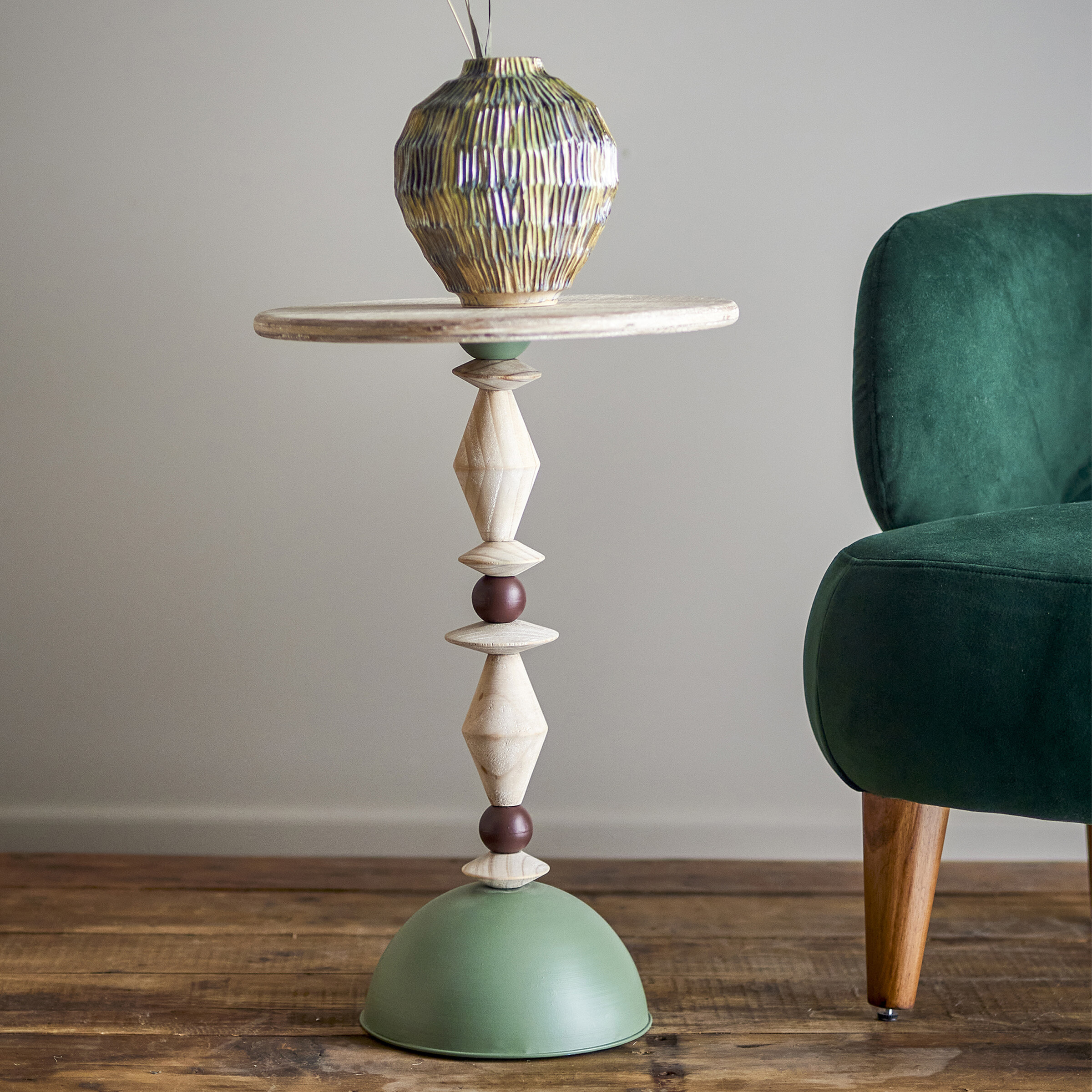 Bloomingville Ronde Bijzettafel Mannelli 40cm - Groen | Bloomingville