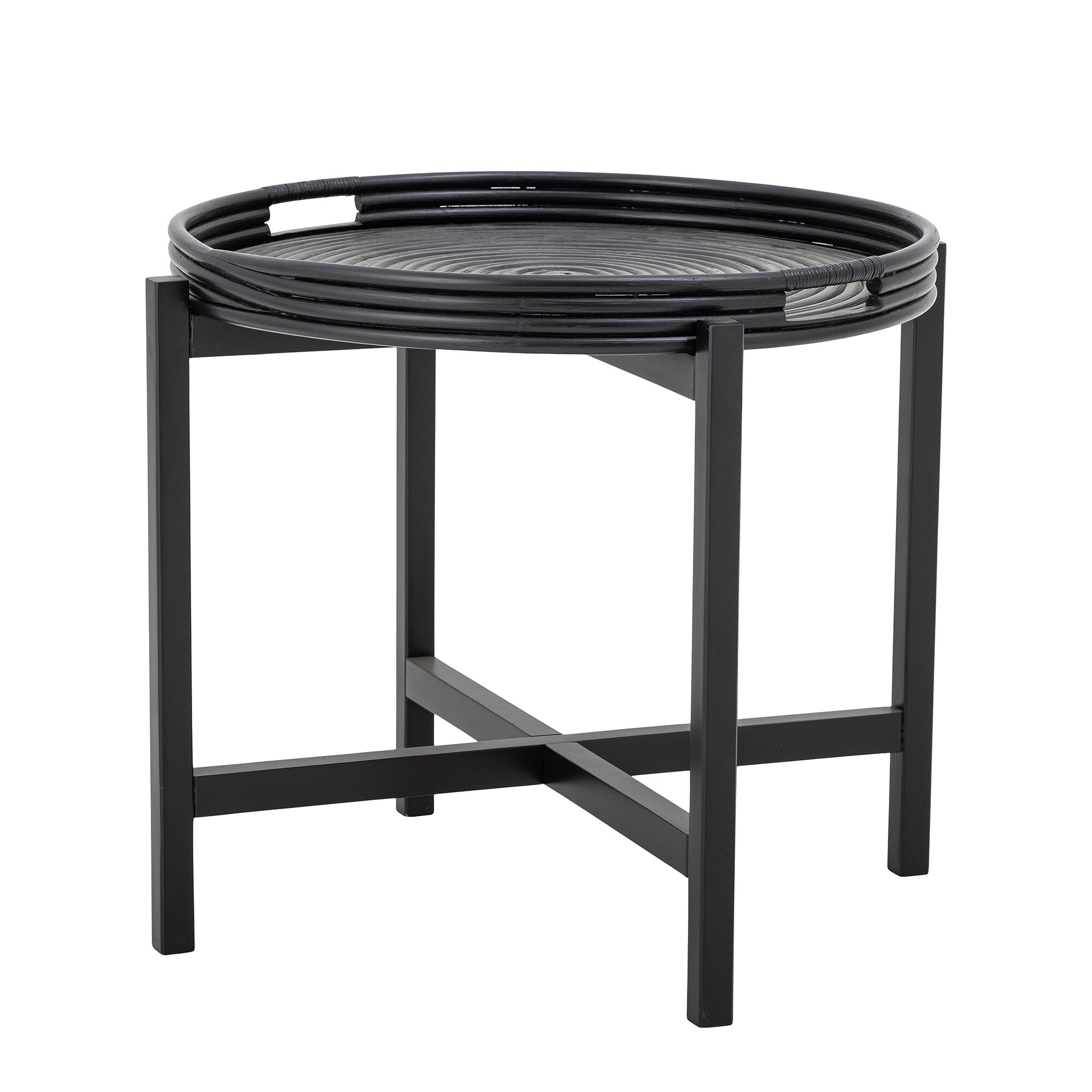 Bloomingville Ronde Bijzettafel Milli Rotan 60cm - Zwart | Bloomingville