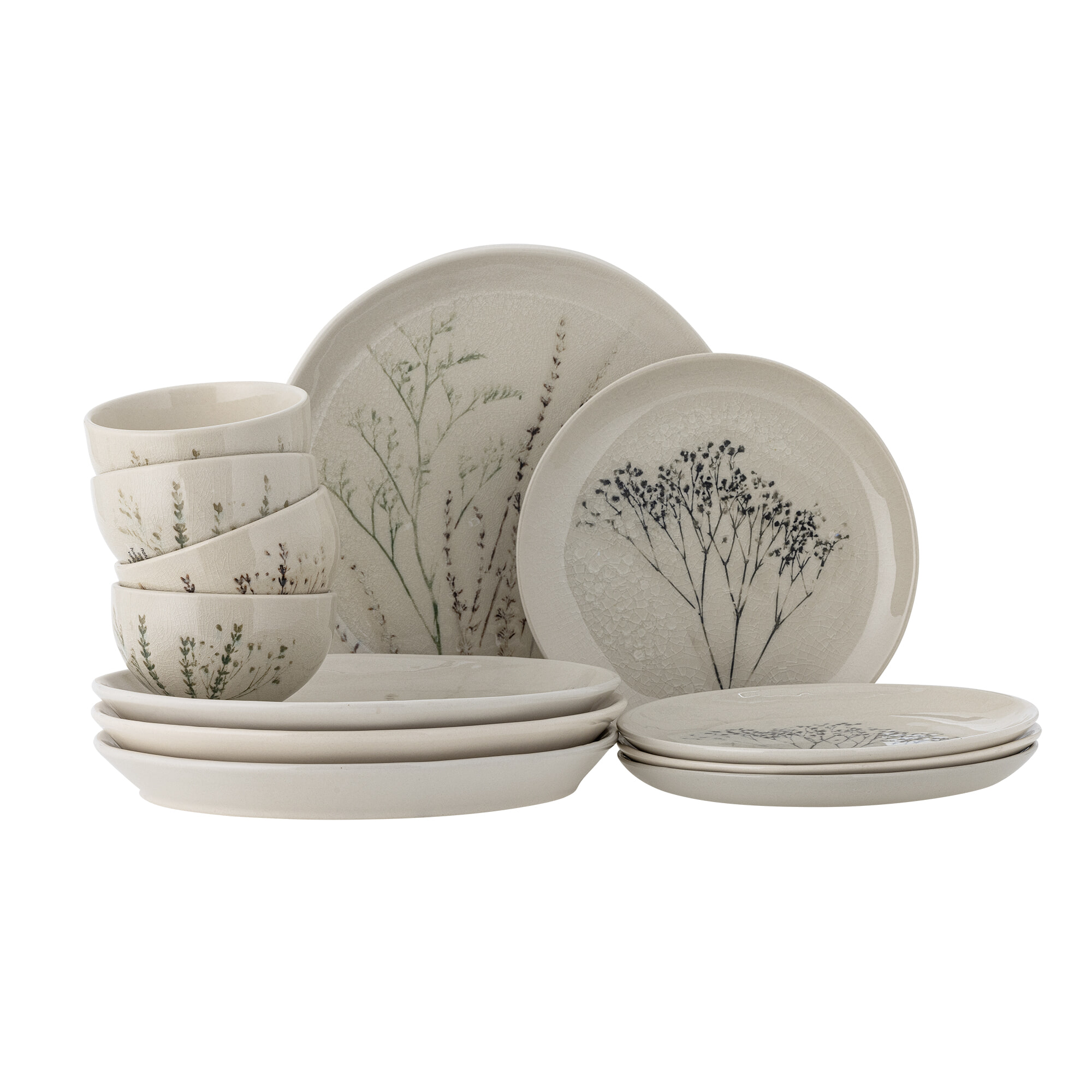 Bloomingville Serviesset Bea Set van 12 stuks - Naturel | Bloomingville