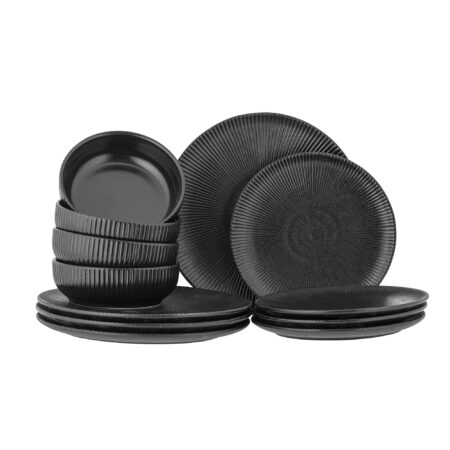 Bloomingville Serviesset Neri Set van 12 stuks - Zwart | Bloomingville