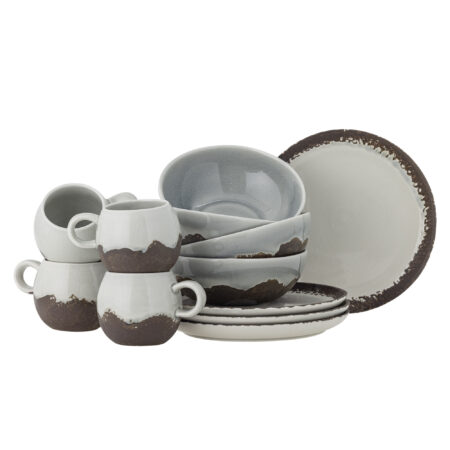 Bloomingville Serviesset Paula Set van 12 stuks - Blauw/Bruin | Bloomingville