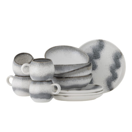 Bloomingville Serviesset Paula Set van 12 stuks - Grijs | Bloomingville