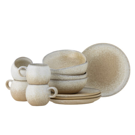 Bloomingville Serviesset Paula Set van 12 stuks - Naturel | Bloomingville