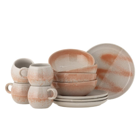 Bloomingville Serviesset Paula Set van 12 stuks - Oranje | Bloomingville