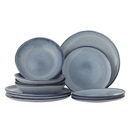 Bloomingville Serviesset Sandrine Set van 12 stuks - Blauw | Bloomingville