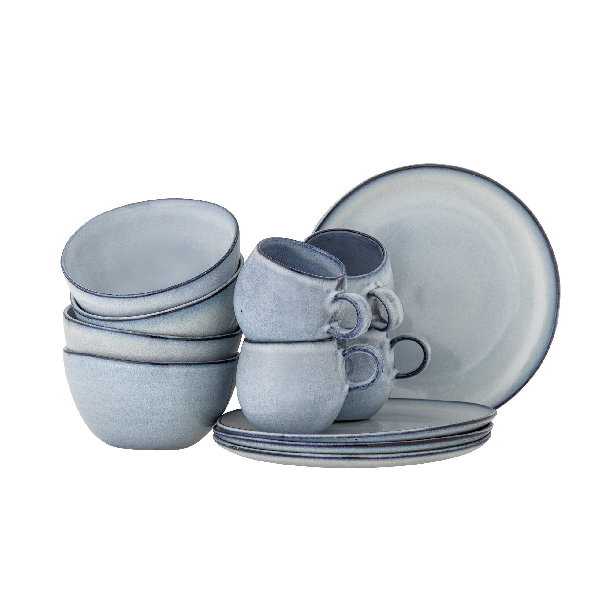 Bloomingville Serviesset Sandrine Set van 12 stuks - Blauw | Bloomingville