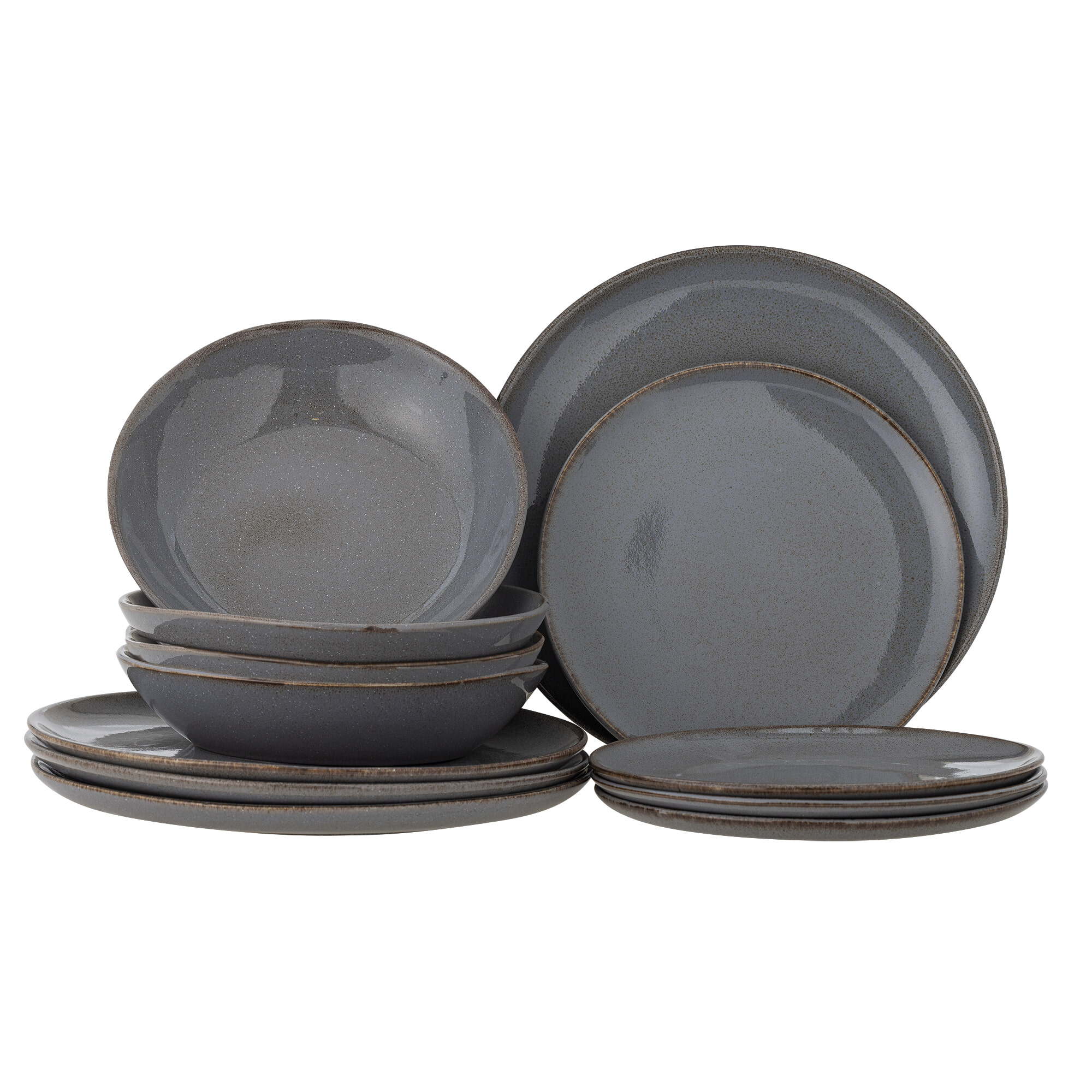 Bloomingville Serviesset Sandrine Set van 12 stuks - Grijs | Bloomingville