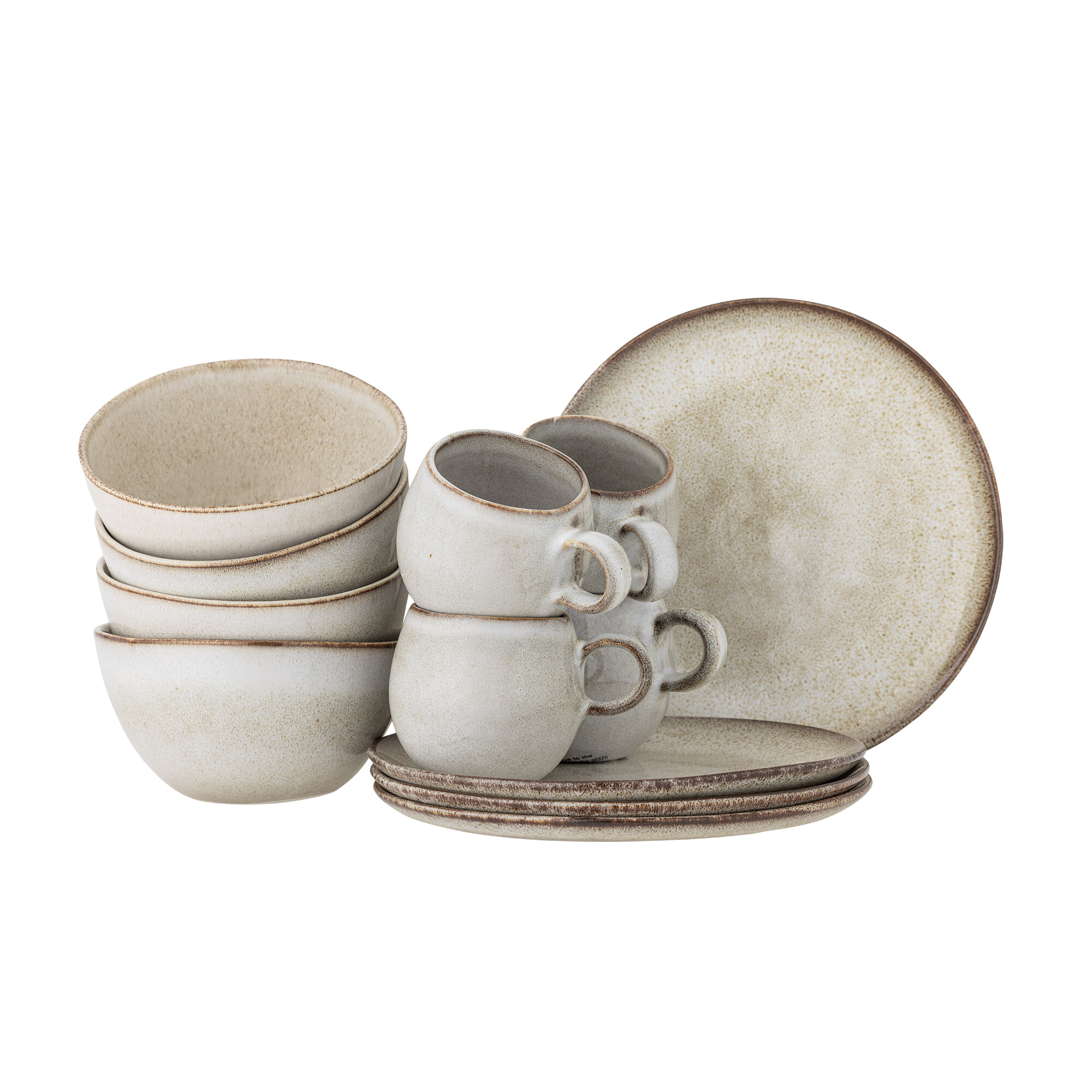 Bloomingville Serviesset Sandrine Set van 12 stuks - Naturel | Bloomingville